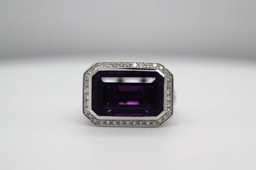 Brazilian Amethyst Diamond Ring